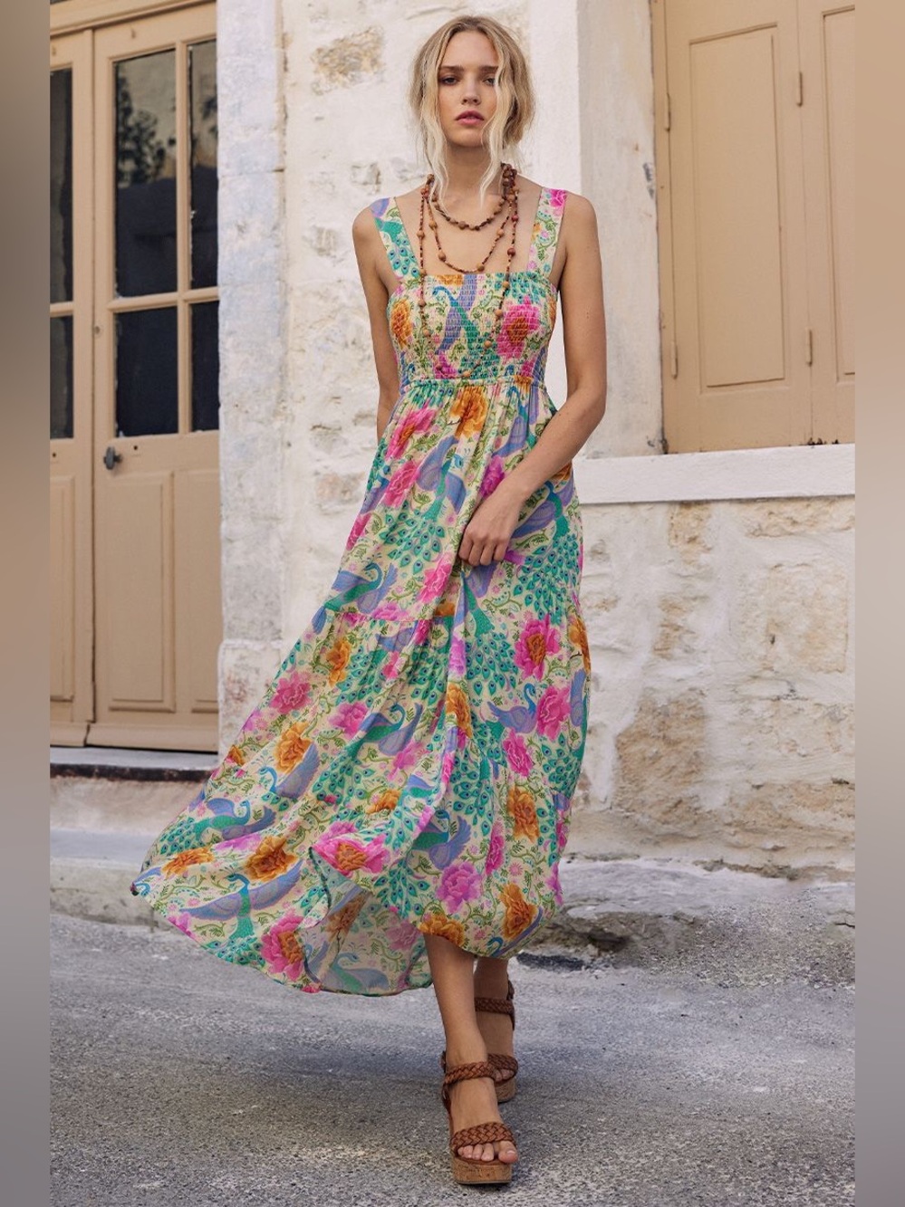 Spell Bohme Strappy Maxi Dress in Spring Size S
